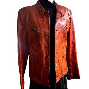 Vintage 70s Gandalf wizard east west caramel leather jacket small 4 6 Detroit